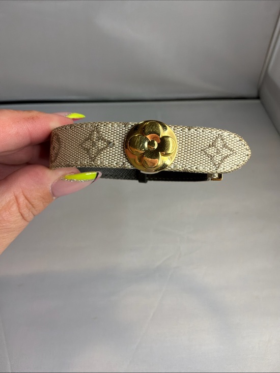 Louis Vuitton Accessories - Louis Vuitton Monogram Canvas Bracelet with Gold Fleur Clasp